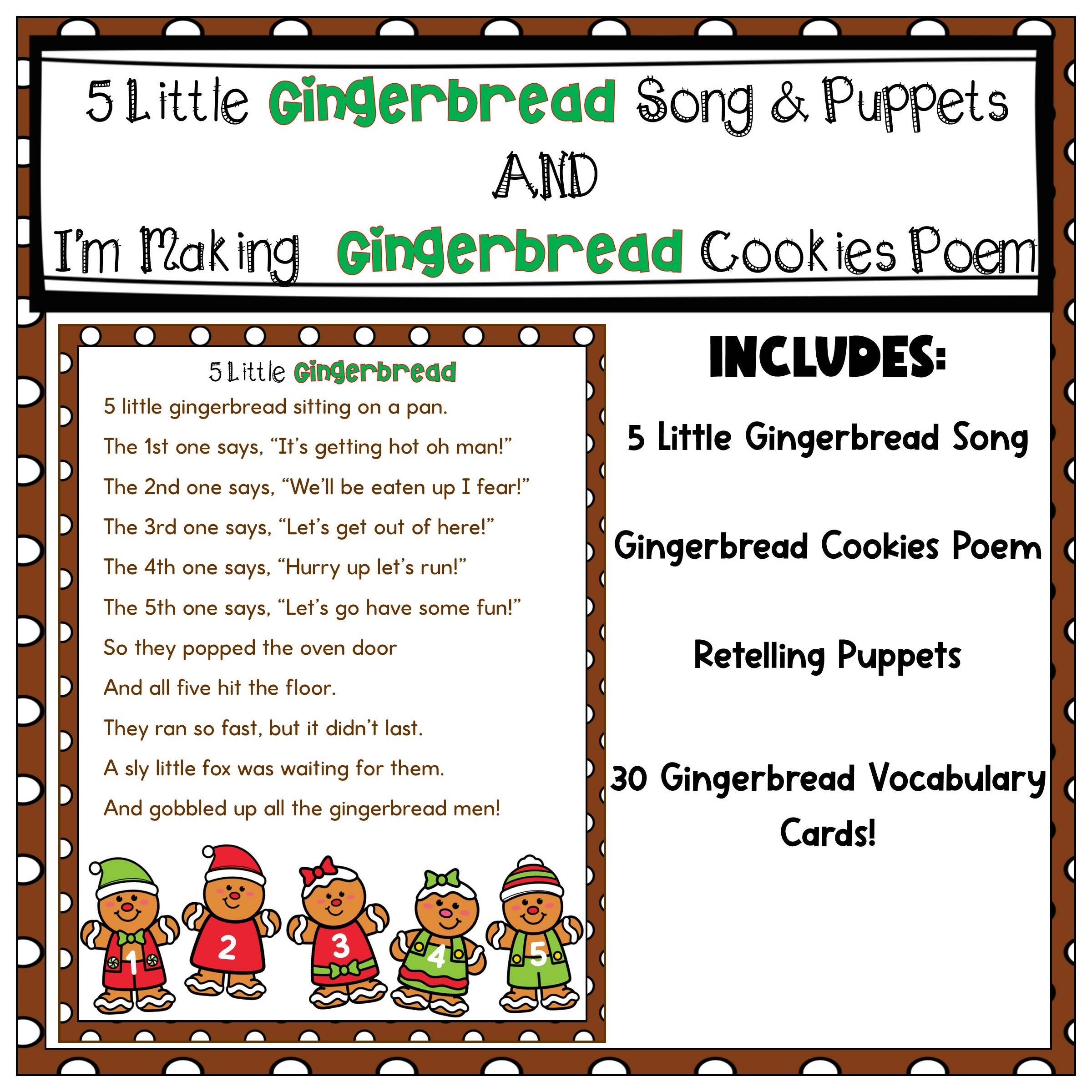 Only 12.00 usd for Gingerbread Literacy Activity Pack for PreK & Kinder, Printable Classroom Resource